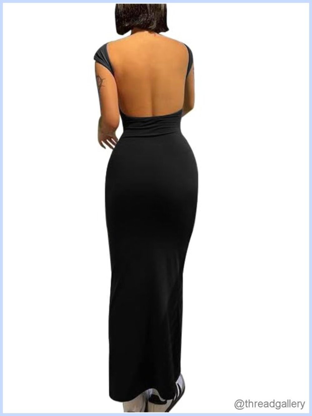 Sexy Backless Maxi Dress Bodycon Boat Neck Short Sleeve Club Party